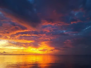 Sunset mixed with oranges blues and purples in Islamorada Florida