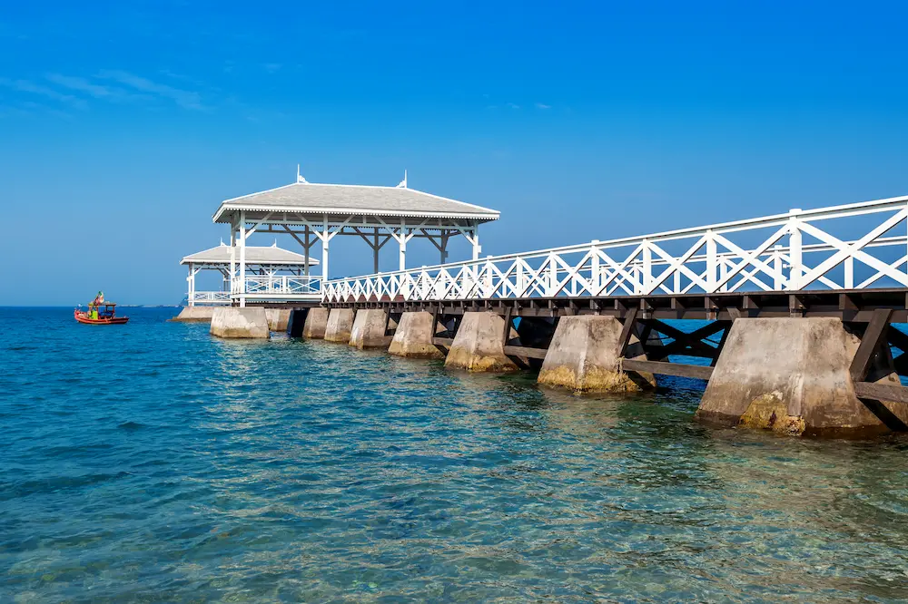 Waterfront pavilion overlooking clear water similar to Islamorada snorkeling spots